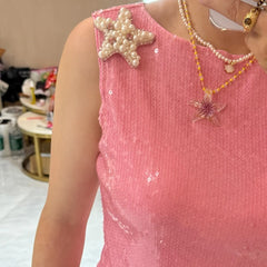 Sequin Pearl Starfish Tank Top