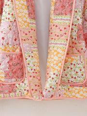 Pink Floral Patchwork Print Quilted Jacket