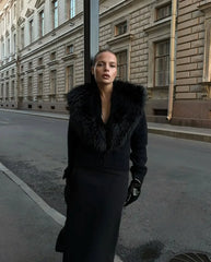 Fur Collar Knitted Cardigan