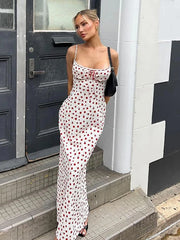 White Rose Print Strap Midi Dress - Free From Label