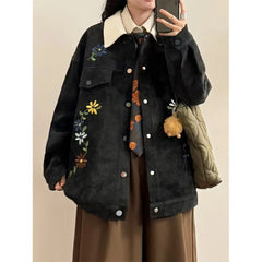 Flower Embroidery Collar Jacket