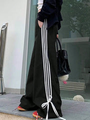 Black Striped Bow Cargo Pants Free From Label