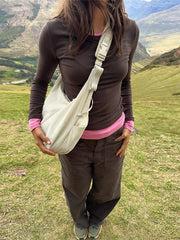 Two Tone Patchwork Round Neck Long Sleeve Top