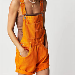 Denim Adjustable Strap Shorts Overalls