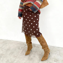 Polka Dot Mesh Midi Skirt