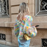 Pastel Multicolor Knit Crop Cardigan