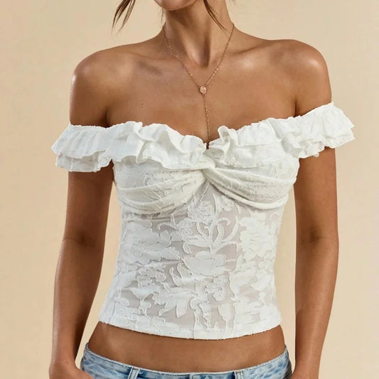 Off Shoulder Frill Strap Top