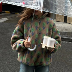 Fleece Printing Half-Zip Sweatshirt