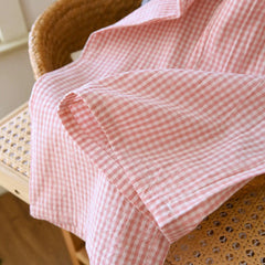 Cotton Plaid Wide Leg Pants