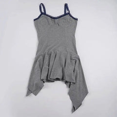 Grey Lace Trim Cami Mini Dress