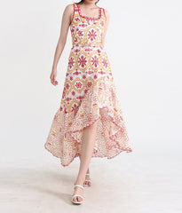 Embroidered Design Frill Midi Dress - Free From Label