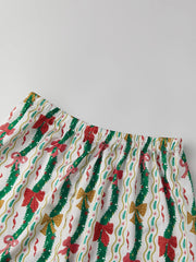 Christmas Santa Nutcracker Button Down Shirt And Shorts Pjs Set