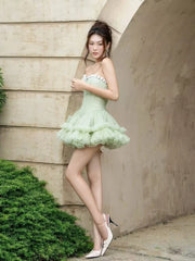 Strapless Flower Design A-line Mini Dress
