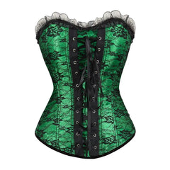 Satin Bow Lace Strapless Corset Top