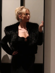 Fur Collar Knitted Cardigan