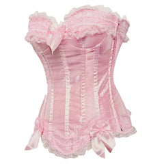 Satin Bow Lace Strapless Corset Top