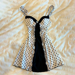 White Polka Dot Babydoll Mini Dress