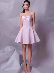 Pink Bowknot Patchwork Pleated A-line Mini Dress