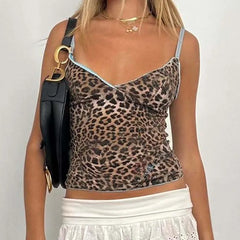 V Neck Cami Leopard Top