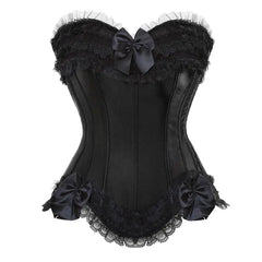 Satin Bow Lace Strapless Corset Top
