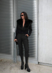 Fur Collar Knitted Cardigan
