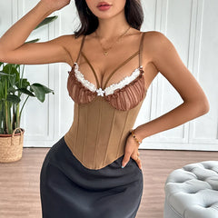 Ruched Cupped Strap Corset Top