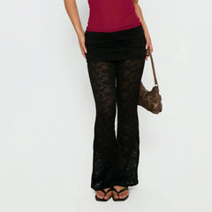 Black Lacere Fold Over Sheer Pants