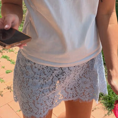 Sheer Floral Lace Mini Skirt