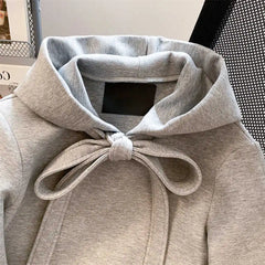 Grey Bow Tie Hoodie