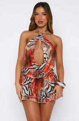 Hollow Out Halter Mini Dress