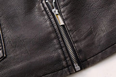 Black PU Leather Sleeveless Jacket