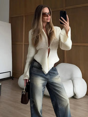 Button Up Slit Knit Cardigan