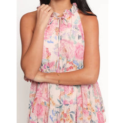 Floral Print Ruffled Hem Sleeveless Mini Dress