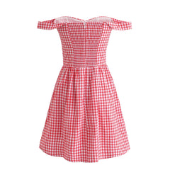 Plaid Print Short Sleeve Ruched Hem Swing Mini Dress