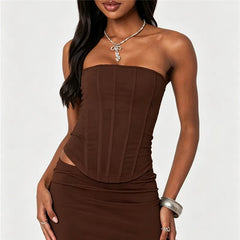 Strapless Mesh Boning Corset Top