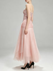 Floral Sequin Corset Waist Draped Midi Dress