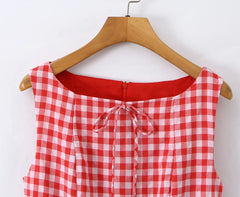 Gingham Plaid Mini Sleeveless Dress