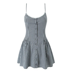 Gingham Plaid Strap Mini Dress