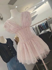 Sequin Tulle V-neck Mini Dress