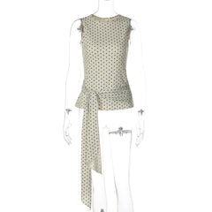 Polka Dot Waist Tie Tank Top