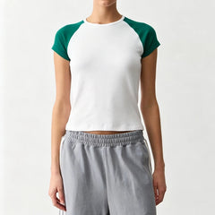 Crewneck Raglan Cropped T-Shirt