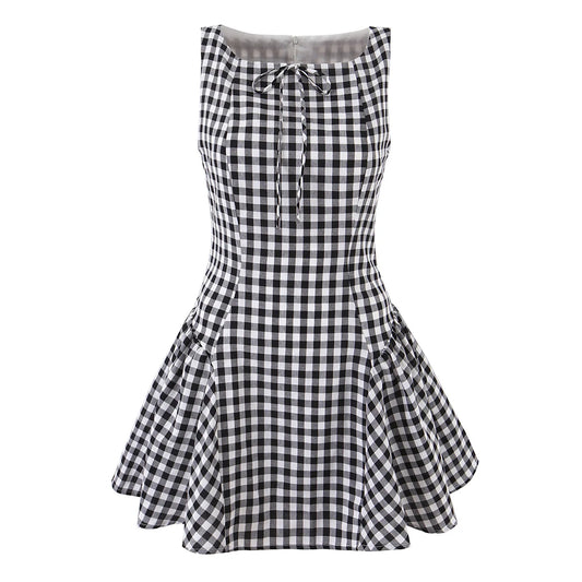 Gingham Plaid Mini Sleeveless Dress
