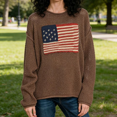 American Flag Crochet Sweater Top