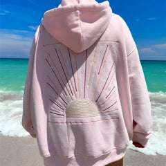 Pink Sunrise Embroidered Hoodie