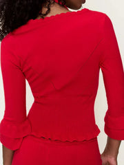 Knit Cropped Drawstring Cardigan Top