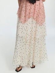Polka Dot Colorblock Layered Maxi Dresses