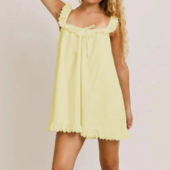Bow Front Ruffled Trim Mini Dress