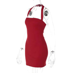 Halter Strap Solid Bodycon Mini Dress