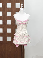 Floral Plaid Corset Strapless Top And Mini Skirt Set