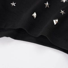 Fold Over Low Rise Silver Star Studded Shorts